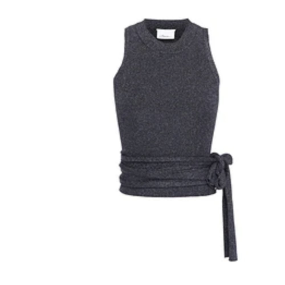 3.1 PHILLIP LIM Belted metallic ribbed-knit top